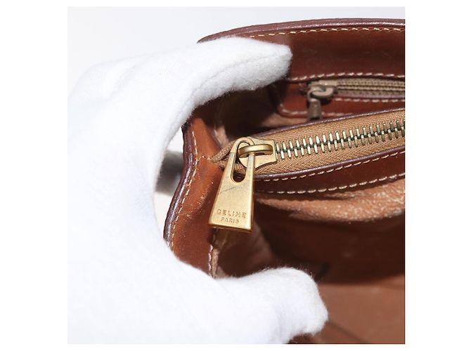 Céline Borsa CELINE Macadam in tela e pelle PVC marrone oro Auth 181540 D'oro - vista 24