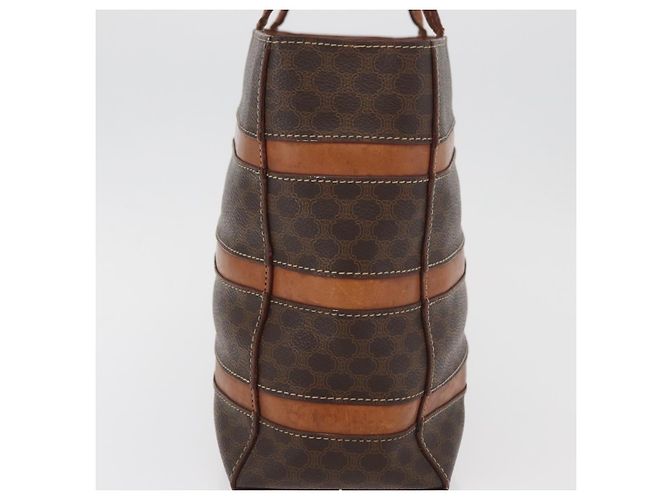Céline Borsa CELINE Macadam in tela e pelle PVC marrone oro Auth 181540 D'oro - vista 3