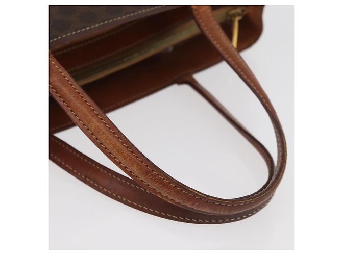 Céline Borsa CELINE Macadam in tela e pelle PVC marrone oro Auth 181540 D'oro - vista 7