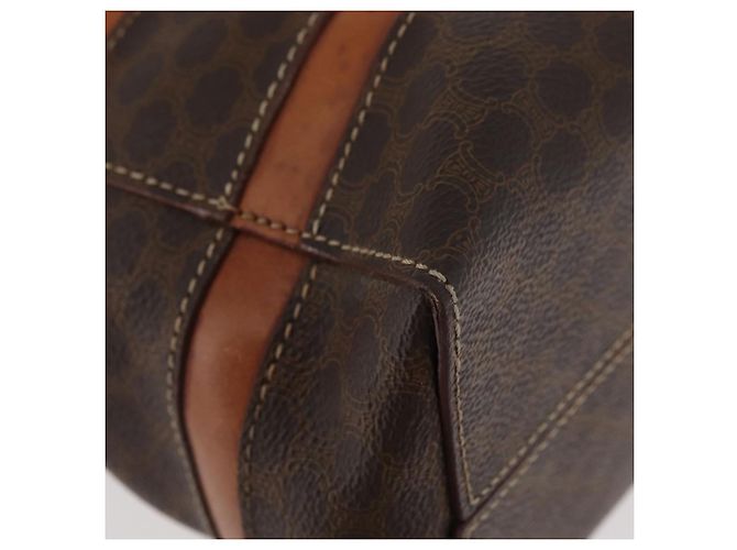 Céline Borsa CELINE Macadam in tela e pelle PVC marrone oro Auth 181540 D'oro - vista 8