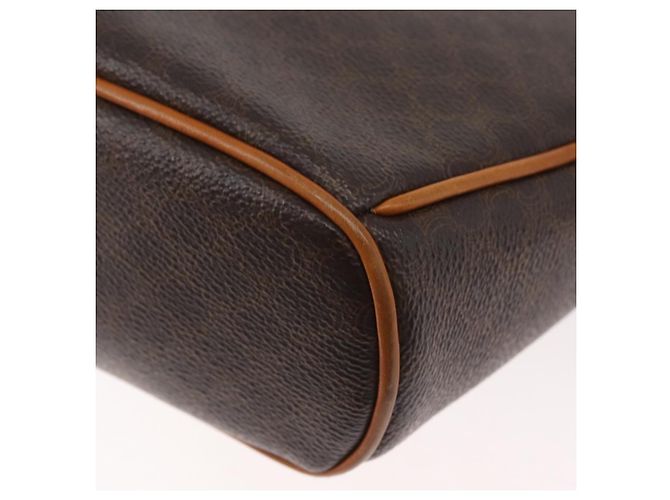 Céline Borsa a Spalla CELINE Macadam Canvas PVC Pelle Marrone Oro Auth 179841 D'oro - vista 16