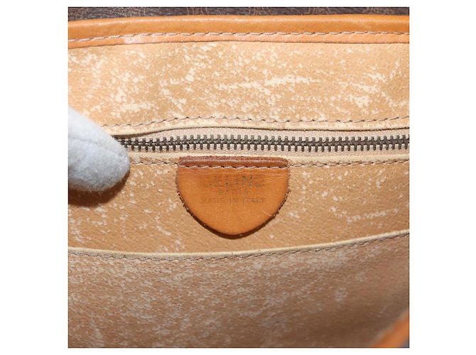 Céline Borsa a Spalla CELINE Macadam Canvas PVC Pelle Marrone Oro Auth 179841 D'oro - vista 18