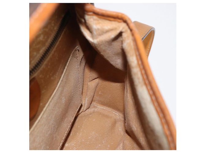 Céline Borsa a Spalla CELINE Macadam Canvas PVC Pelle Marrone Oro Auth 179841 D'oro - vista 19