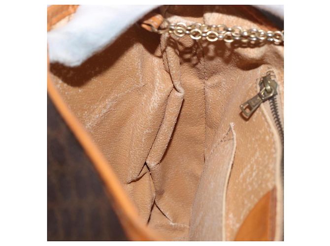 Céline Borsa a Spalla CELINE Macadam Canvas PVC Pelle Marrone Oro Auth 179841 D'oro - vista 20