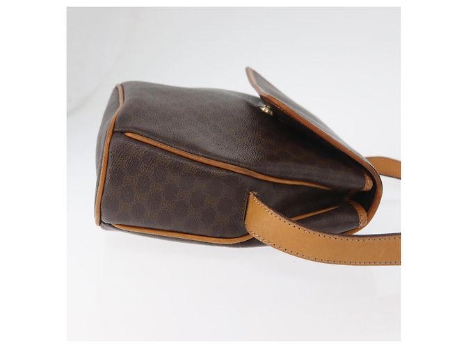 Céline Borsa a Spalla CELINE Macadam Canvas PVC Pelle Marrone Oro Auth 179841 D'oro - vista 3