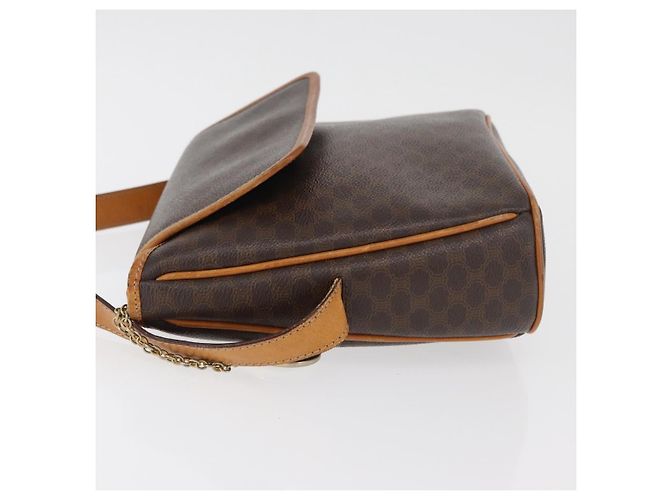 Céline Borsa a Spalla CELINE Macadam Canvas PVC Pelle Marrone Oro Auth 179841 D'oro - vista 4