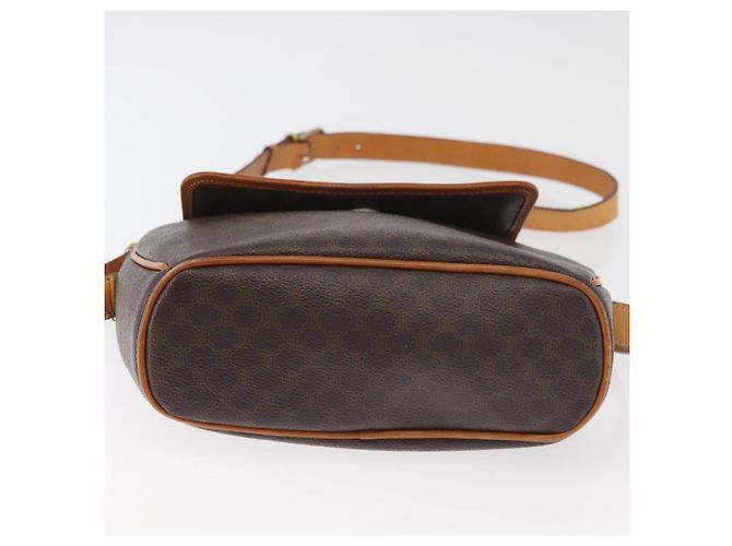 Céline Borsa a Spalla CELINE Macadam Canvas PVC Pelle Marrone Oro Auth 179841 D'oro - vista 5