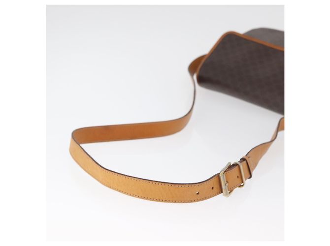 Céline Borsa a Spalla CELINE Macadam Canvas PVC Pelle Marrone Oro Auth 179841 D'oro - vista 7