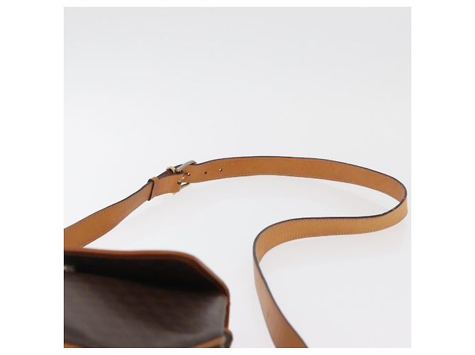 Céline Borsa a Spalla CELINE Macadam Canvas PVC Pelle Marrone Oro Auth 179841 D'oro - vista 8
