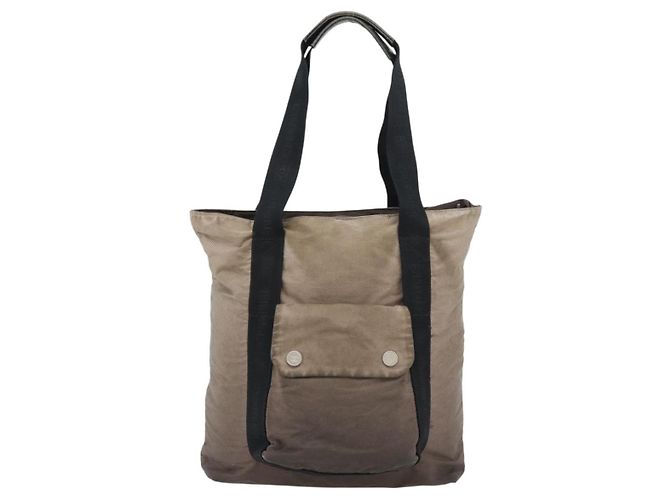 CHANEL Tote Bag Nylon Braun Silber CC Authentisch 180588 - Ansicht 13