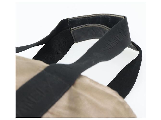 CHANEL Tote Bag Nylon Braun Silber CC Authentisch 180588 - Ansicht 14