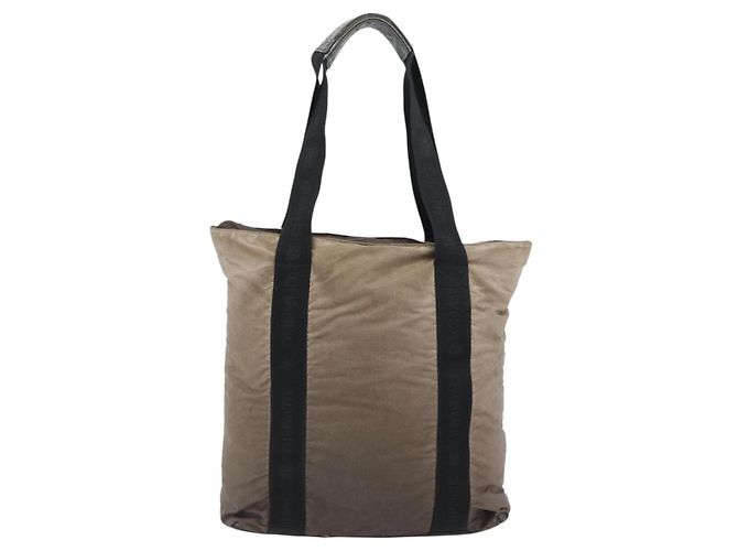 CHANEL Tote Bag Nylon Braun Silber CC Authentisch 180588 - Ansicht 2