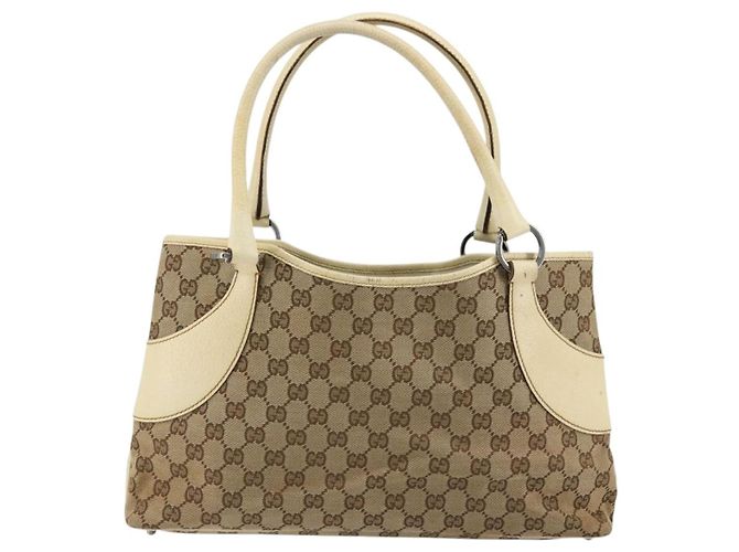 Borsa Tote GUCCI GG Canvas Beige Argento 113015 Auth 179900 - vista 13
