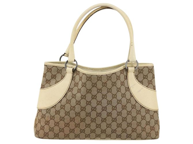 Borsa Tote GUCCI GG Canvas Beige Argento 113015 Auth 179900 - vista 2