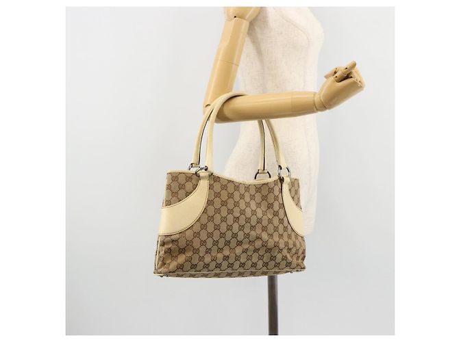 Borsa Tote GUCCI GG Canvas Beige Argento 113015 Auth 179900 - vista 21