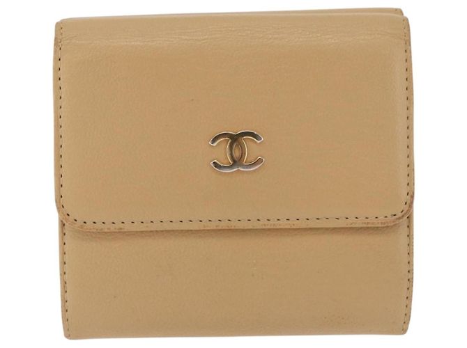 Cartera Trifold CHANEL de cuero Beige Gold CC Auth BA12653 Dorado - vista 13