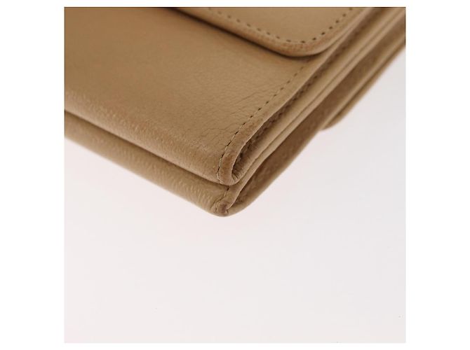 Cartera Trifold CHANEL de cuero Beige Gold CC Auth BA12653 Dorado - vista 16