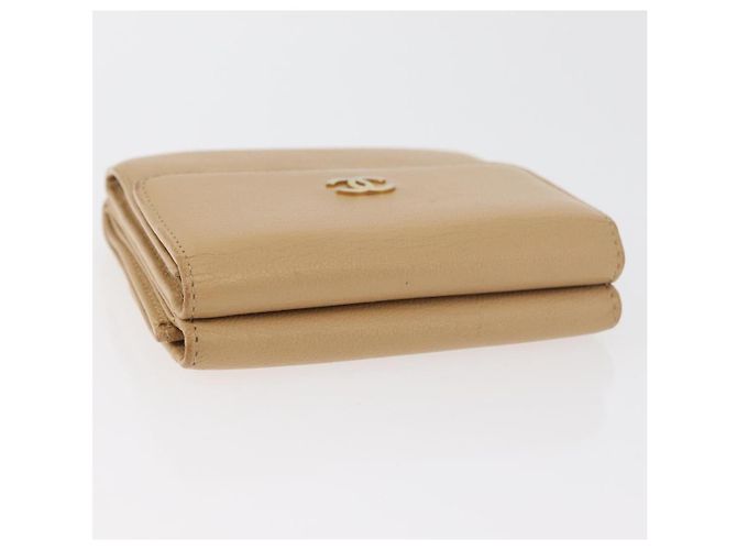 Cartera Trifold CHANEL de cuero Beige Gold CC Auth BA12653 Dorado - vista 5