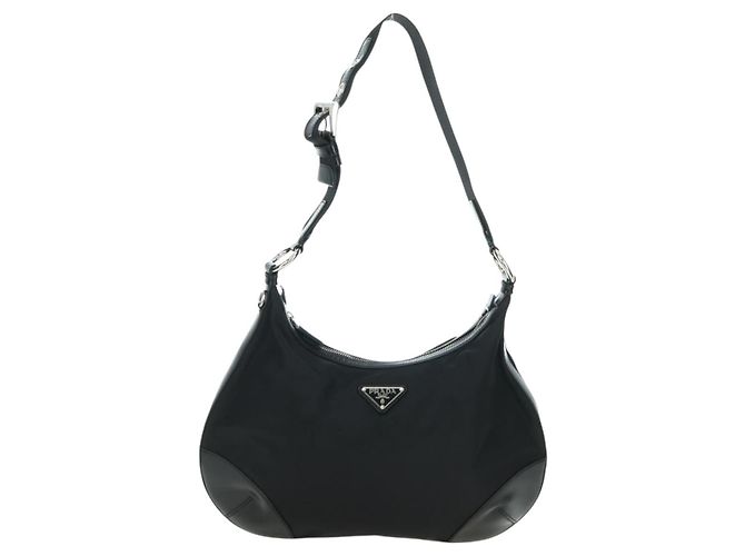 Borsa a tracolla PRADA Nylon Nero Argento Auth 179432SAV - vista 13