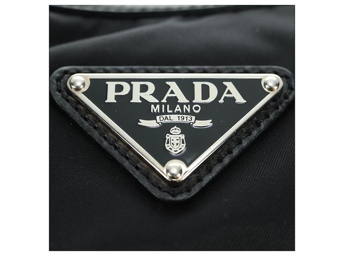 Borsa a tracolla PRADA Nylon Nero Argento Auth 179432SAV - vista 20