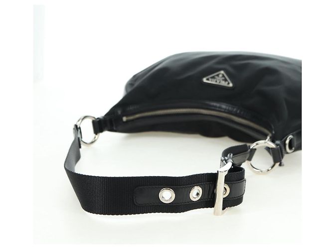 Borsa a tracolla PRADA Nylon Nero Argento Auth 179432SAV - vista 7