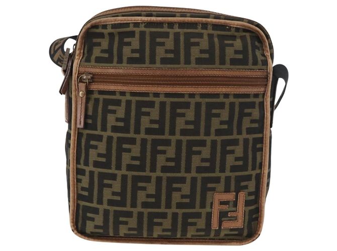 Borsa a Spalla FENDI Zucca Canvas Nero Marrone Auth 180611 - vista 13