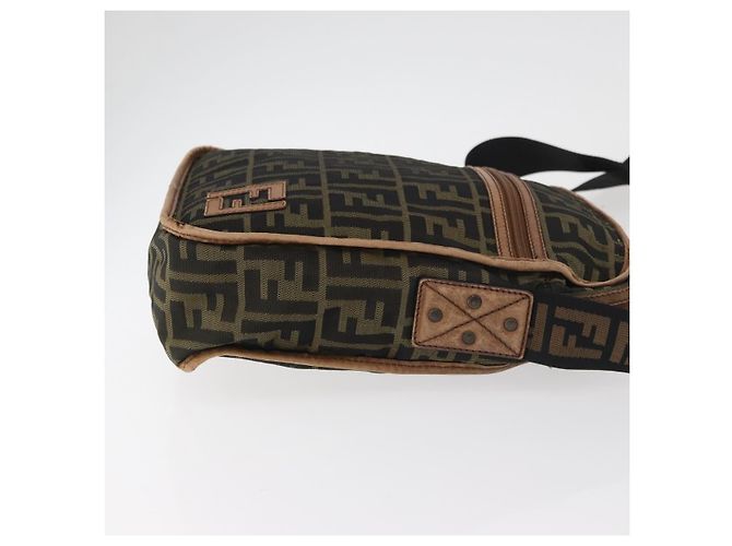 Borsa a Spalla FENDI Zucca Canvas Nero Marrone Auth 180611 - vista 3