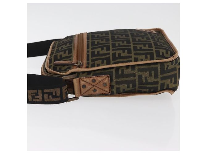 Borsa a Spalla FENDI Zucca Canvas Nero Marrone Auth 180611 - vista 4