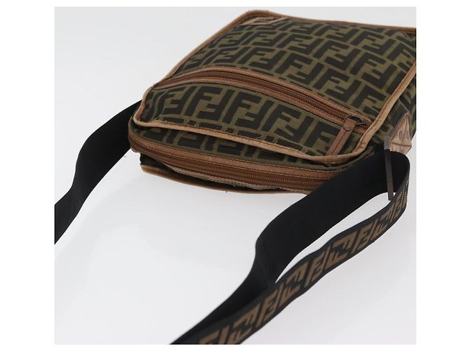 Borsa a Spalla FENDI Zucca Canvas Nero Marrone Auth 180611 - vista 6