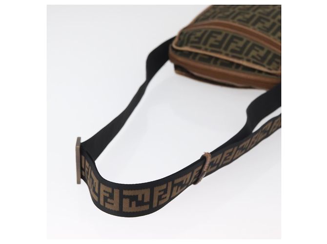 Borsa a Spalla FENDI Zucca Canvas Nero Marrone Auth 180611 - vista 7