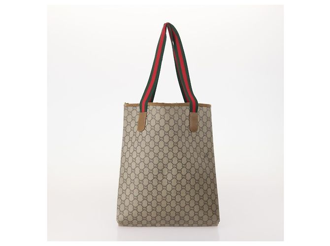 Borsa GUCCI GG Supreme GG Plus Web Sherry Line in PVC 4 Set Beige Avorio Auth 178836 Crudo - vista 10