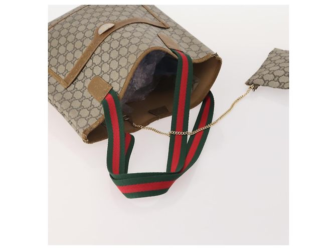 Borsa GUCCI GG Supreme GG Plus Web Sherry Line in PVC 4 Set Beige Avorio Auth 178836 Crudo - vista 12