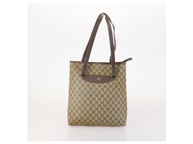 Borsa GUCCI GG Supreme GG Plus Web Sherry Line in PVC 4 Set Beige Avorio Auth 178836 Crudo - vista 17