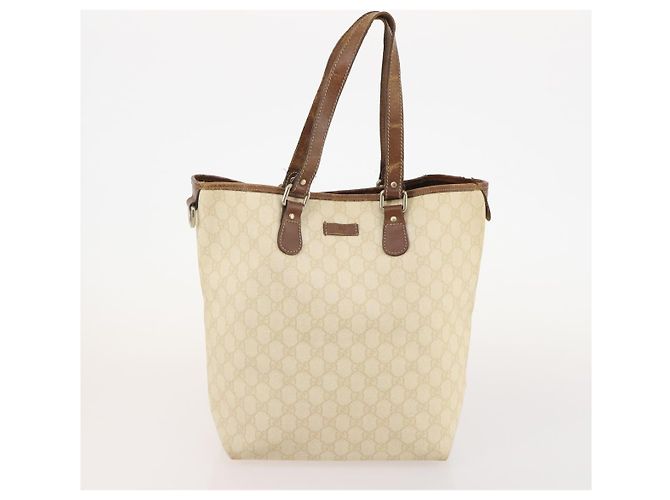 Borsa GUCCI GG Supreme GG Plus Web Sherry Line in PVC 4 Set Beige Avorio Auth 178836 Crudo - vista 23