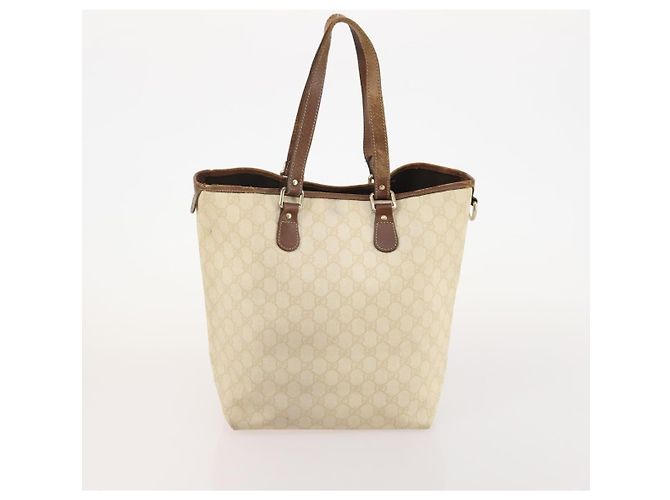 Borsa GUCCI GG Supreme GG Plus Web Sherry Line in PVC 4 Set Beige Avorio Auth 178836 Crudo - vista 24