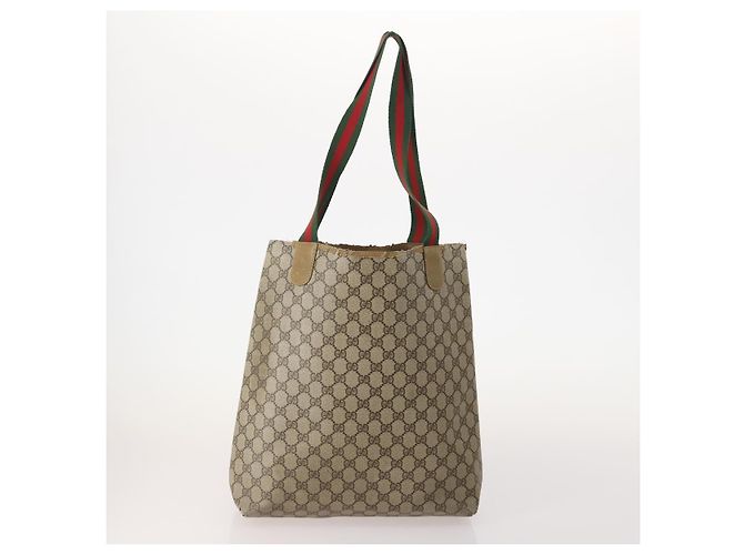 Borsa GUCCI GG Supreme GG Plus Web Sherry Line in PVC 4 Set Beige Avorio Auth 178836 Crudo - vista 3