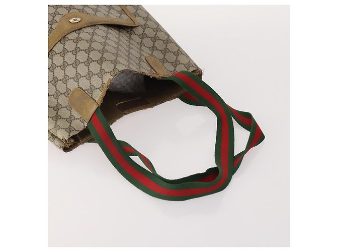Borsa GUCCI GG Supreme GG Plus Web Sherry Line in PVC 4 Set Beige Avorio Auth 178836 Crudo - vista 5