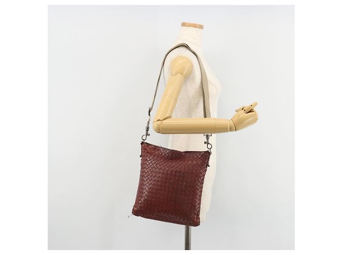 BORSA BOTTEGA VENETA INTRECCIATO in pelle Bordeaux Silver 276357 Auth BA12816 - vista 23