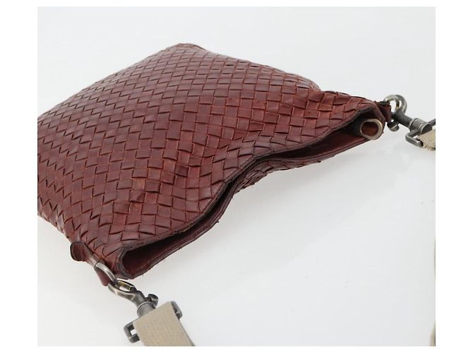 BORSA BOTTEGA VENETA INTRECCIATO in pelle Bordeaux Silver 276357 Auth BA12816 - vista 6