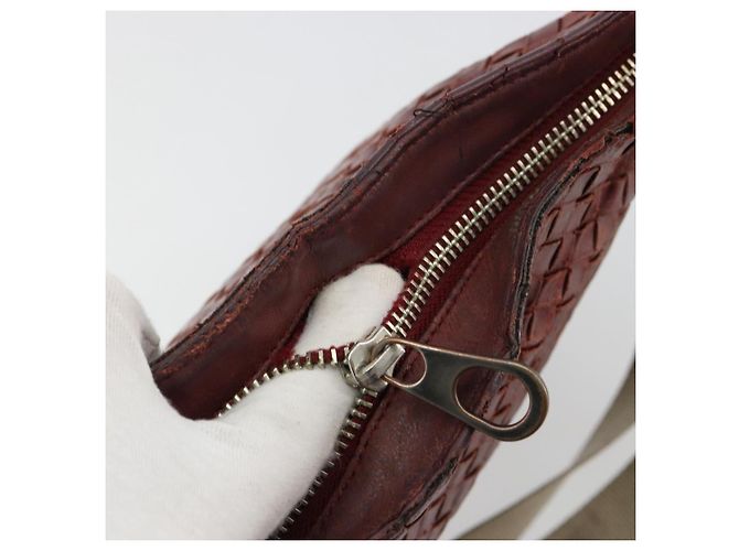BORSA BOTTEGA VENETA INTRECCIATO in pelle Bordeaux Silver 276357 Auth BA12816 - vista 9