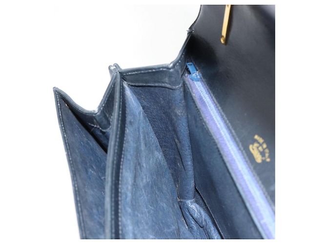 Borsa GUCCI in pelle blu navy e oro Auth ka4422 D'oro - vista 20