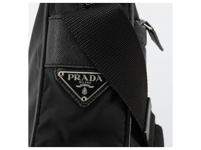 Borsa a tracolla PRADA Nylon Nero Argento Auth 179291 - vista 19