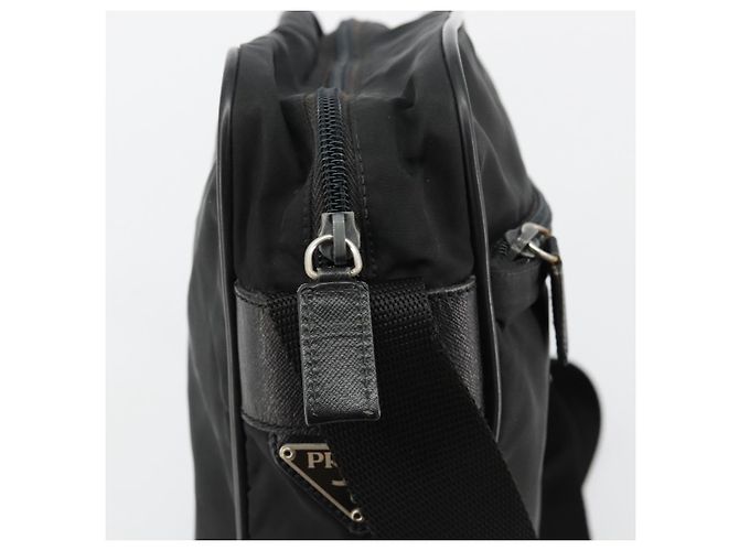 Borsa a tracolla PRADA Nylon Nero Argento Auth 179291 - vista 20