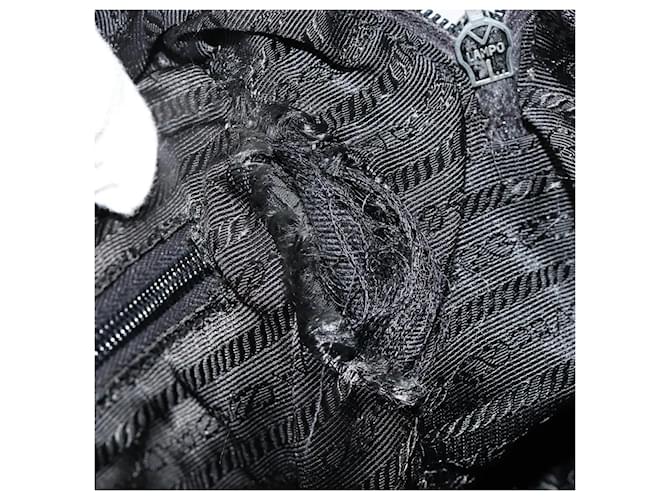 Borsa a tracolla PRADA Nylon Nero Argento Auth 179291 - vista 8