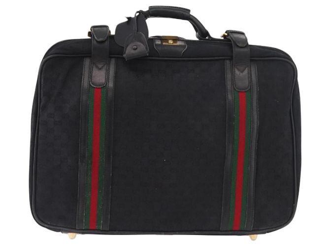 Valigia GUCCI GG Canvas Web Sherry Line Nera Oro Auth 179648 Nero D'oro - vista 13