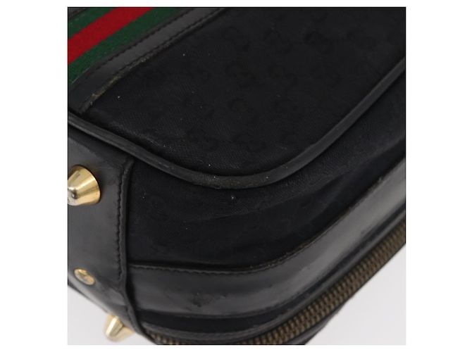 Valigia GUCCI GG Canvas Web Sherry Line Nera Oro Auth 179648 Nero D'oro - vista 14