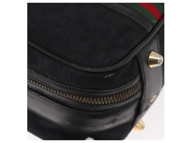 Valigia GUCCI GG Canvas Web Sherry Line Nera Oro Auth 179648 Nero D'oro - vista 15