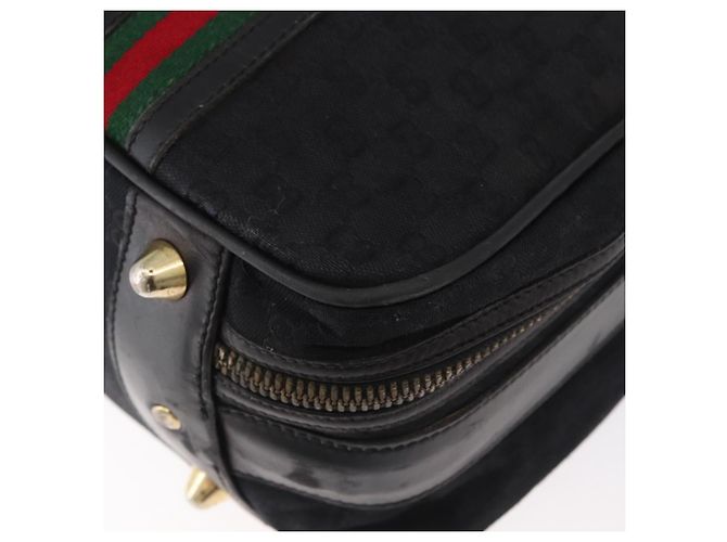 Valigia GUCCI GG Canvas Web Sherry Line Nera Oro Auth 179648 Nero D'oro - vista 16
