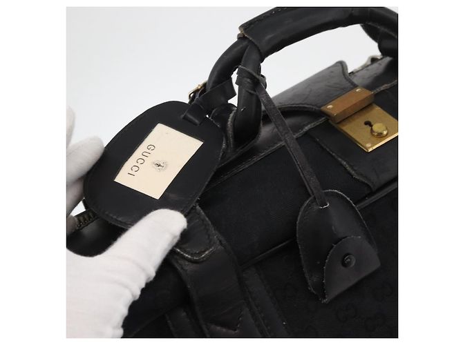 Valigia GUCCI GG Canvas Web Sherry Line Nera Oro Auth 179648 Nero D'oro - vista 17