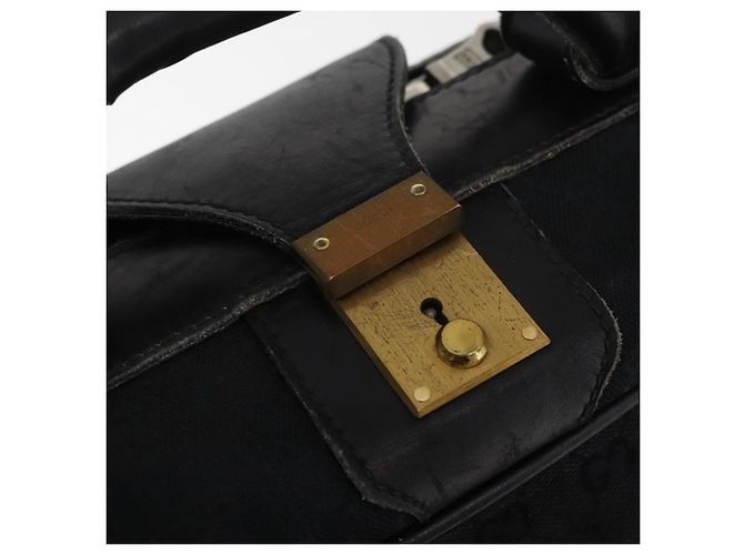 Valigia GUCCI GG Canvas Web Sherry Line Nera Oro Auth 179648 Nero D'oro - vista 18